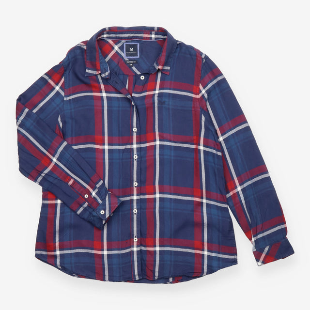 Navy and Red Check Relaxed-Fit Shirt