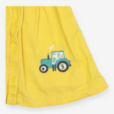 Pinafore Dress Cord Yellow with Tractor Appliques