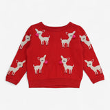 Red Knit Deer with Pink Pom Pom Sweater