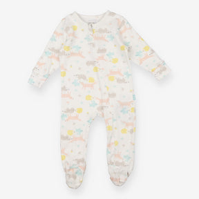 White Woodland Animals Sleepsuit