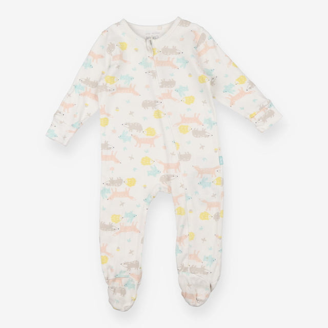 White Woodland Animals Sleepsuit