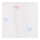 Sleepsuit white zip coloured hearts grey edge
