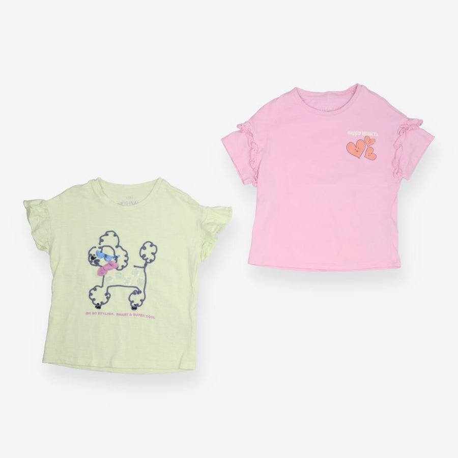 T-Shirts Pink Hearts and Green Poodle 2-Pack