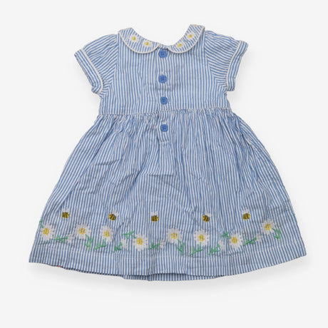 Blue Striped Daisy Dress