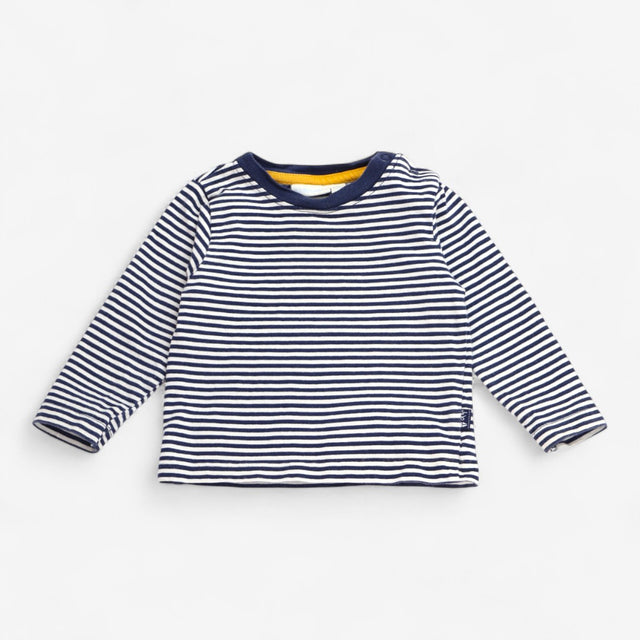T-shirt Long Sleeve Navy Stripe Yellow Trim