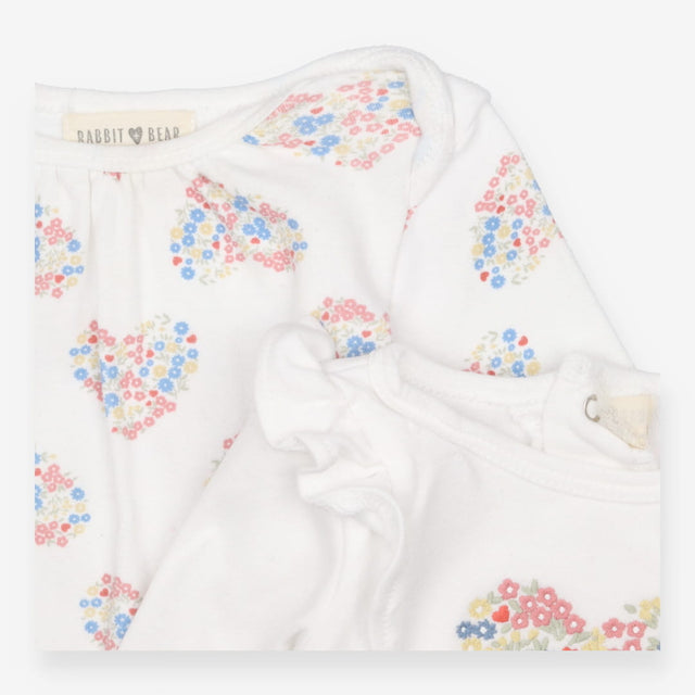 Bodysuits Long Sleeved White Flower Hearts 2-Pack