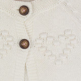 Cardigan white 2 brown buttons hearts