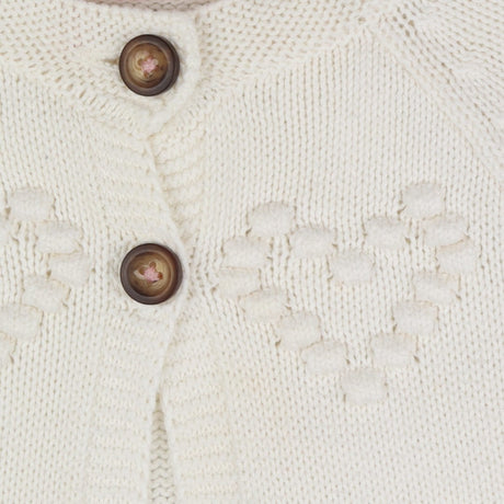 Cardigan white 2 brown buttons hearts