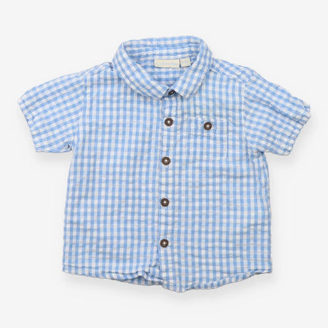 Blue and white check shirt with pocket