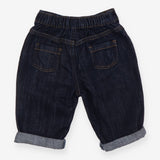 Jeans Dark Denim Turn Up with Popper Waist