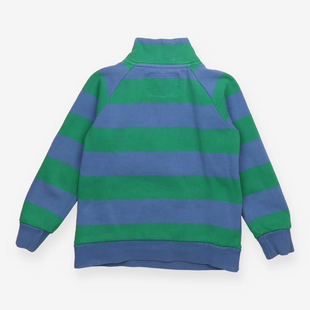 Sweater half zip green and blue stripe dog ride on