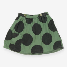 Skirt green reversible polka dots