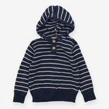 Hoodie Knit Navy with White Stripes