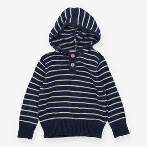Hoodie Knit Navy with White Stripes
