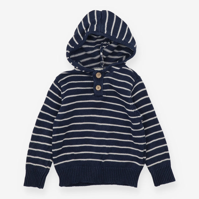 Hoodie Knit Navy with White Stripes