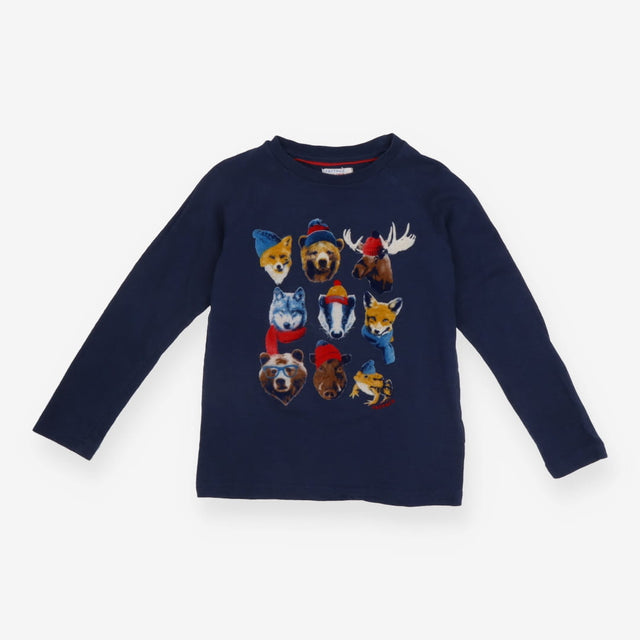 T-shirt navy long sleeve velour animal faces