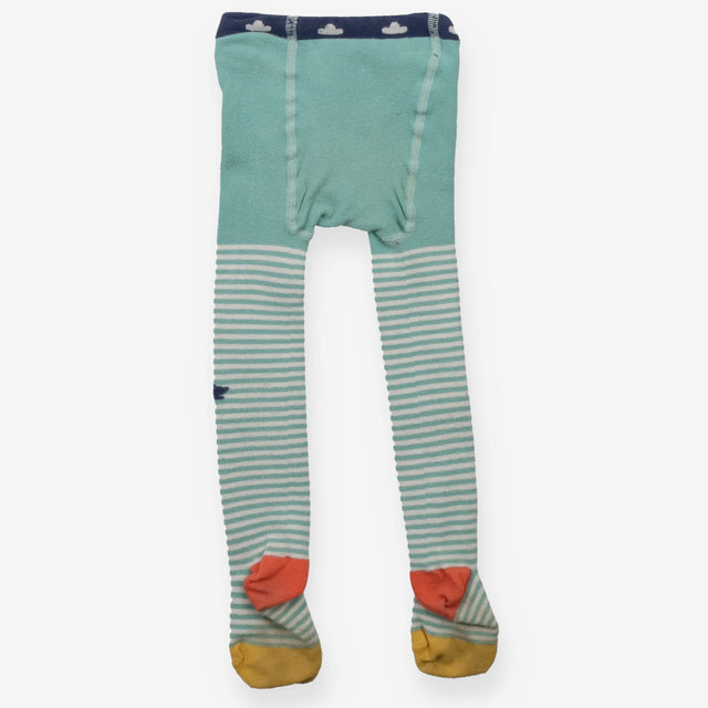 Mint striped tights with puffins