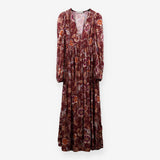 Gwyneth Dress Garnet Woodland Print Jersey Midi