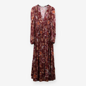Gwyneth Dress Garnet Woodland Print Jersey Midi