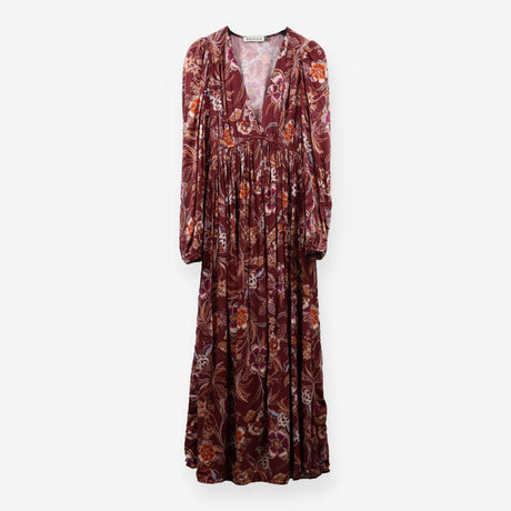 Gwyneth Dress Garnet Woodland Print Jersey Midi