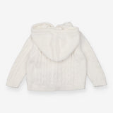Cardigan with hood white cable buttons