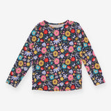 T-Shirt Long Sleeve Navy Floral Pollinators