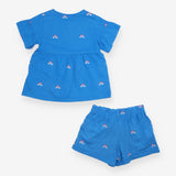 Blue Outfit with Rainbows