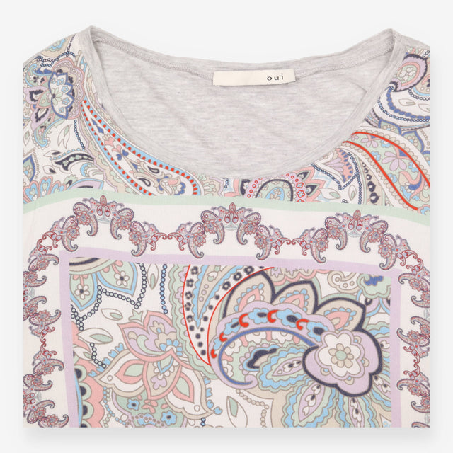 Top Multicolour Paisley Print Short Sleeve Relaxed
