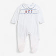 Sleepsuit White Collared with Paddington Smocking