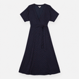Maxi Dress in Navy with Red Polka Dots and Wrap Fr