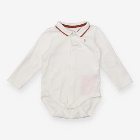 White Collared bodysuit Elbow Patches