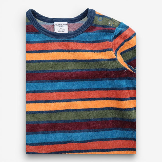 T-Shirt Velour Orange Green and Blue Stripes