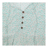 Green and Pink Floral Button Front Maternity Dress