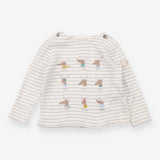 White Striped Santa's Reindeer Long Sleeve