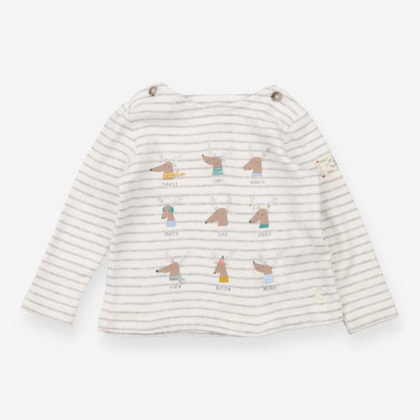 White Striped Santa's Reindeer Long Sleeve
