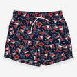 Swim Shorts Blue with Boats & Red & White Flags