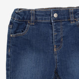 Blue denim slim fit jeans silver logo on pocket