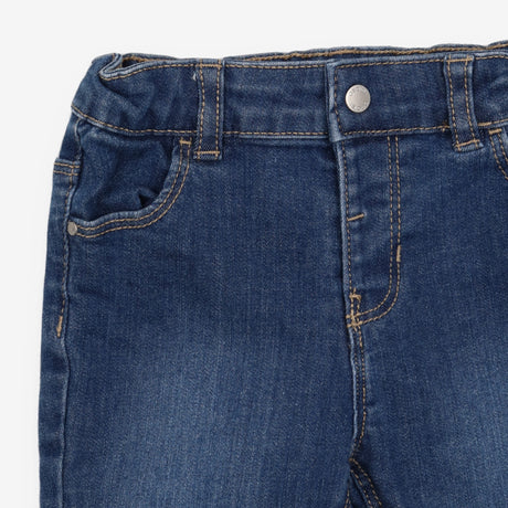 Blue denim slim fit jeans silver logo on pocket