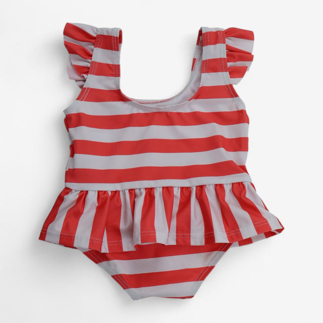 Swimming Costume Coral Stiped Flamingo