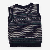 Knit Sweater Vest Navy Patterned