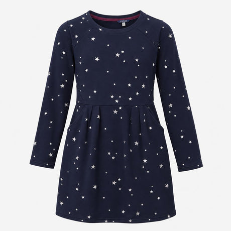 Skater Dress Navy Blue White Star Print Long Sleev