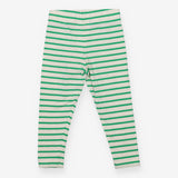 Leggings white bright green stripe 