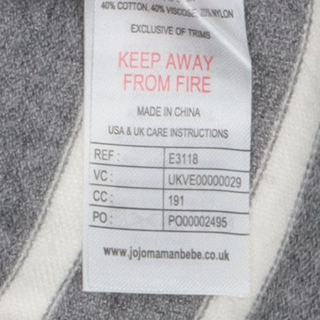 Grey White Stripe Knit Jumper Shoulder Button