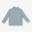 Tee green small blue stripe LS ribbed 