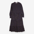 Midi Dress Smocked High Neck Long Sleeve Floral Na