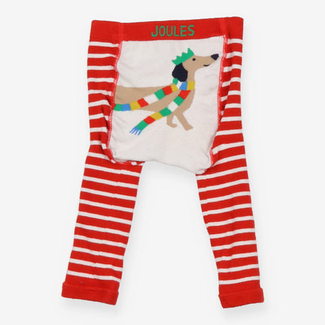 Knit leggings red stripe sausage dog