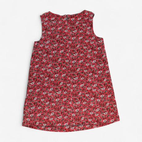 Dress Cord Shift with Grey Buttons Pink Floral Pri