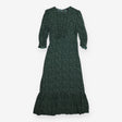 Maxi Dress Green Spot Print Long Sleeve Tiered