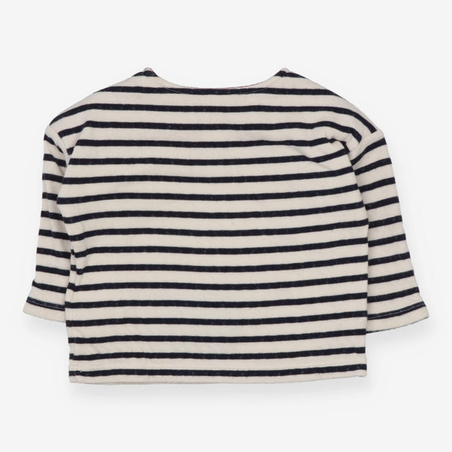 T-shirt long sleeve white and navy striped