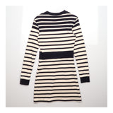Mini Dress Navy Cream Stripe Cotton Long Sleeve